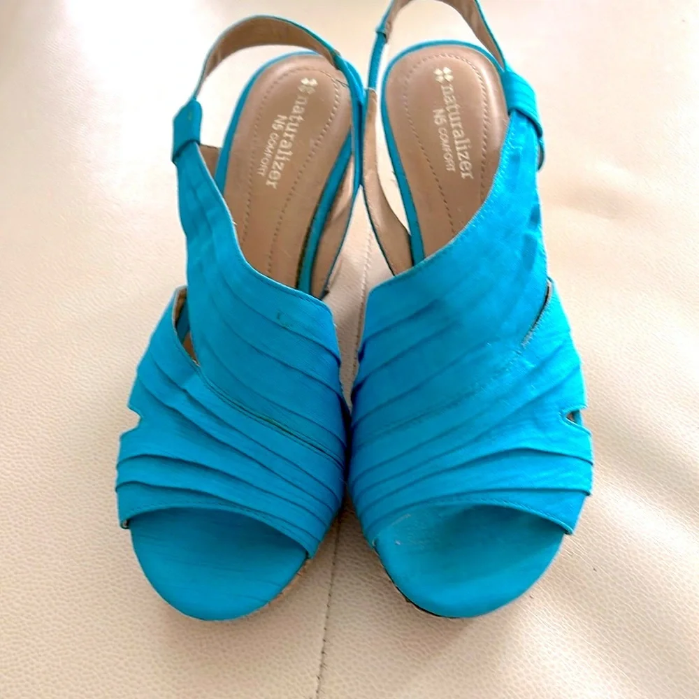 Naturalizer N5 Comfort LULIANNA Wedge 8.5 Turquoise Espadrille Sandal